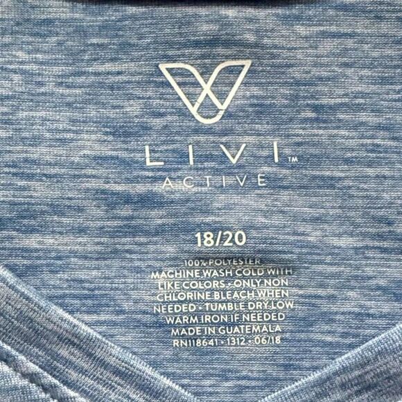 Lane Bryant Livi Active Women T-Shirt 18/20 Blue White V-Neck Short-Sleeve - Picture 5 of 9